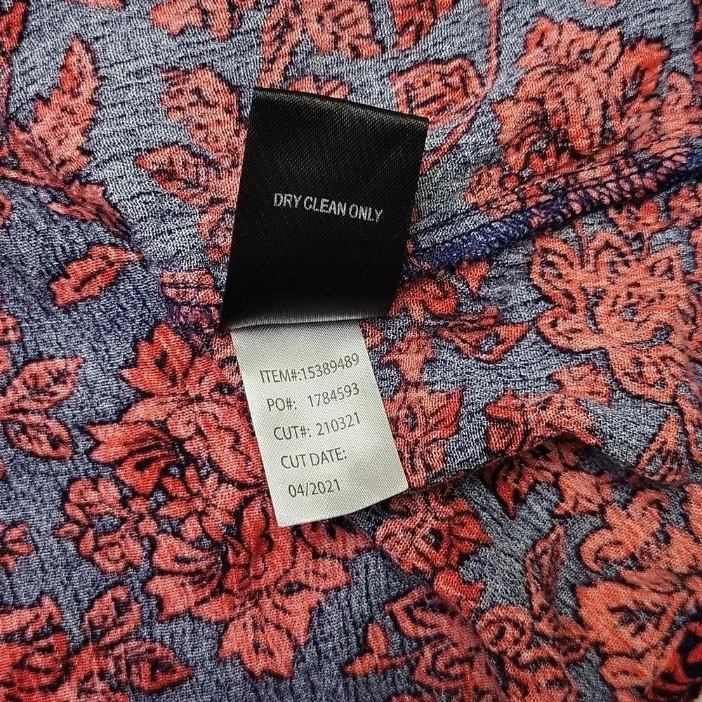 Torrid Crinkle Gauze Red Blue Floral Lace Up Baby Doll‎ Blouse Womens 3X - Picture 4 of 10